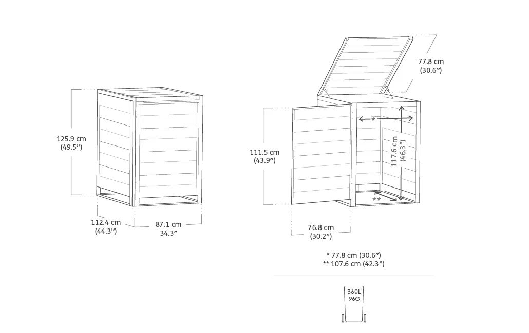 Hide Away 96 Gallon Single Trash Can Shed - Brown - Keter US