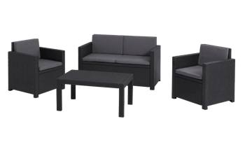 Conjunto de exterior de 4 plazas Victoria - Grafito - Conjunto de sofás, sillones y mesa