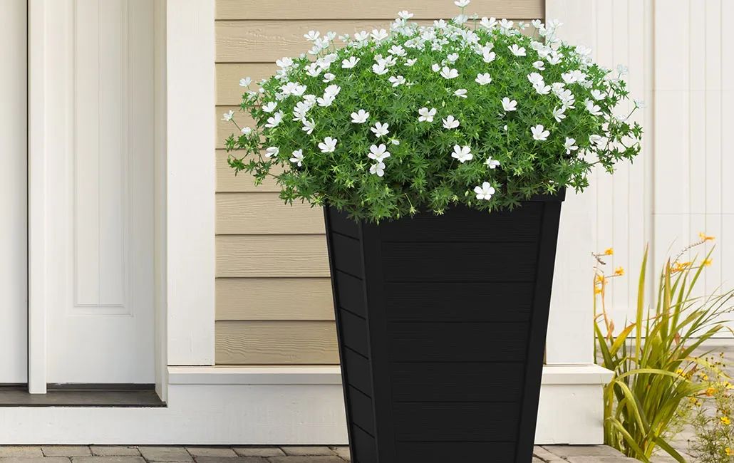 Taper Square Planter 37cm Set of 2 - Graphite