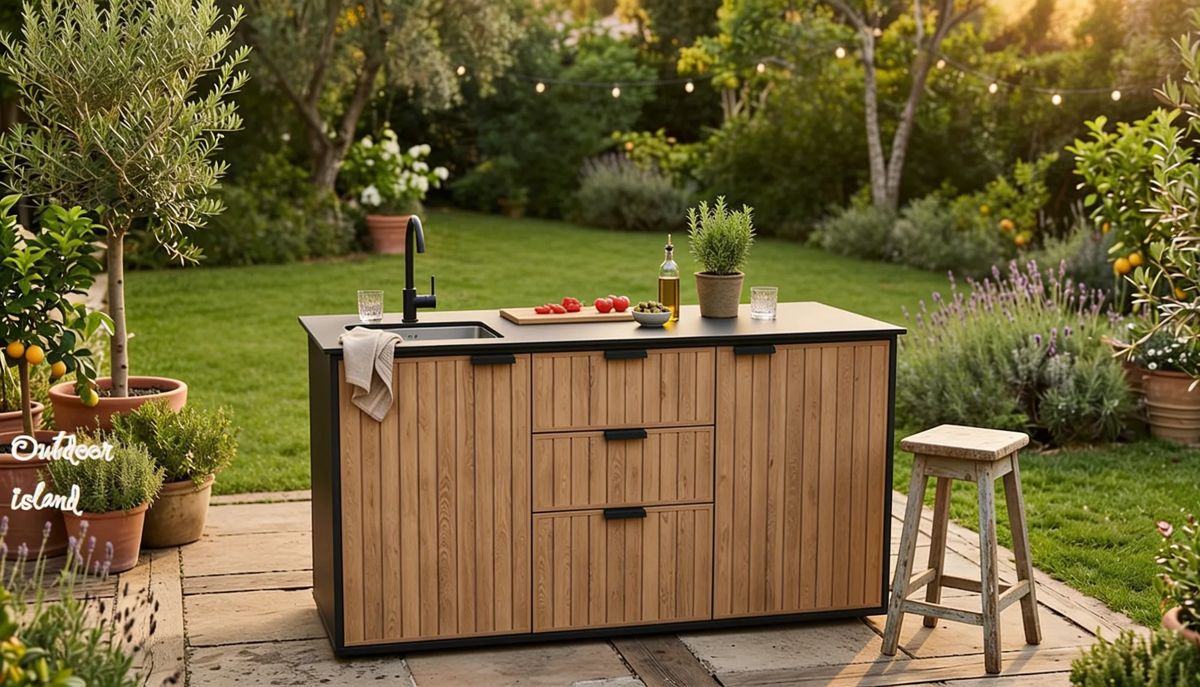 Outdoor Kitchen with Sink Venetian Brown - Keter US