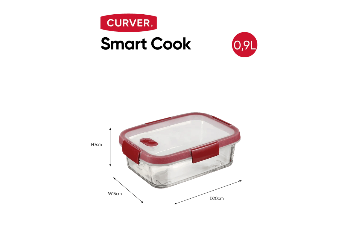 Smart Cook Vershoudsdoos 0,9L - Transparant/Rood