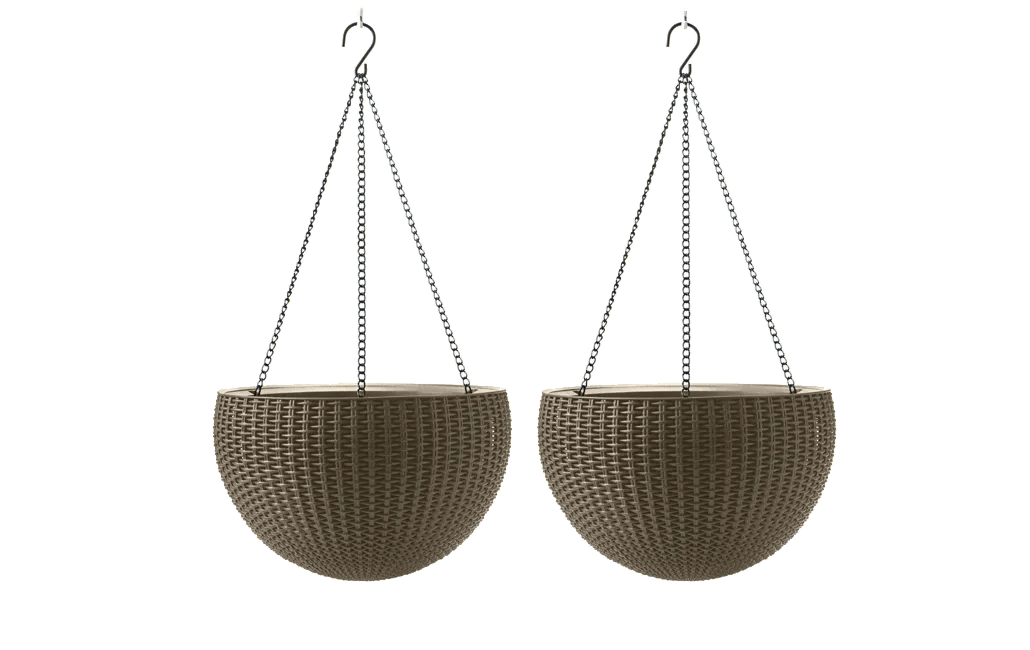 Brown Hanging Sphere Planter & Flower Basket (Set of 2) - Keter US