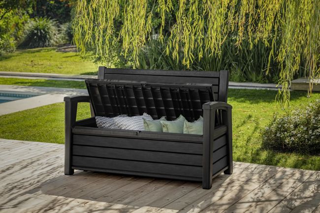 Graphite 60 Gallon Outdoor Storage Bench - Keter US