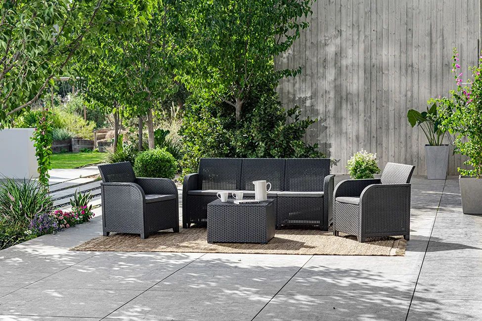 Rosalie 5 seater lounge set with storage table - Graphite