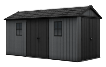 מחסן גינה ניוטון פלוס -  X157.5 עמוק + 2 דלתות - אפור - מחסנים לגינה- דמוי עץ