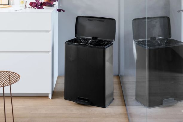Decobin Duo Prullenbak 26L+26L - Zwart - Prullenbakken