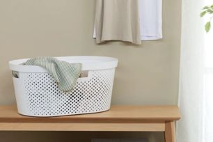 Infinity Dots Wasmand 40L - Wit - Wasmanden