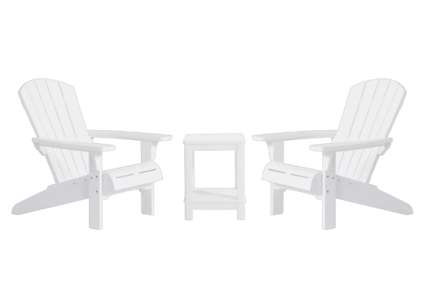 Troy Adirondack Tuinstoelen met Deluxe Bijzettafel - Wit