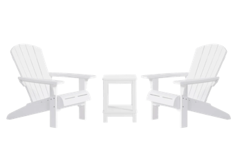 Troy Adirondack Tuinstoelen met Deluxe Bijzettafel - Wit - Tuinmeubelen