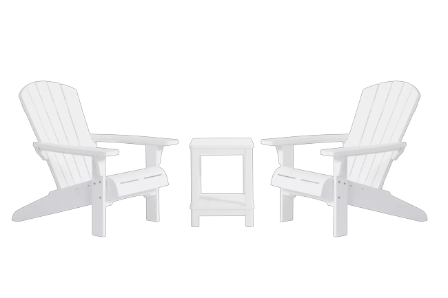 Troy Adirondack Tuinstoelen met Deluxe Bijzettafel - Wit
