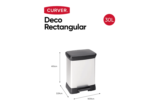 פח אשפה דקו עם פדל 30 ליטר - כסוף