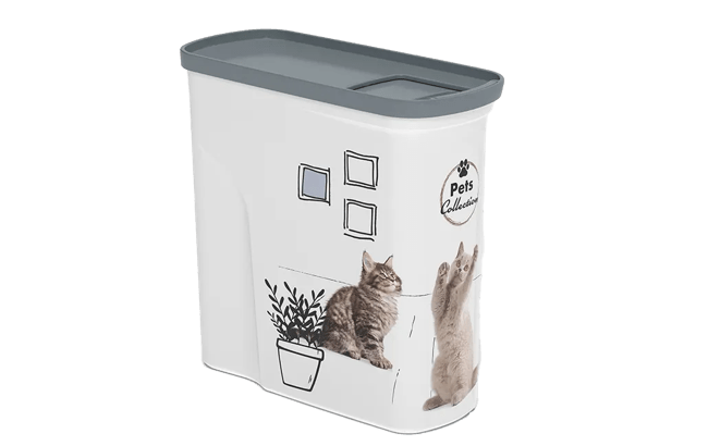 מיכל אחסון מזון יבש לחיות מחמד 2 ליטר - עיטור חתול