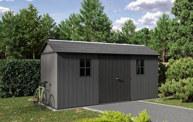 מחסן גינה ניוטון פלוס - 15x7.5 רחב - אפור