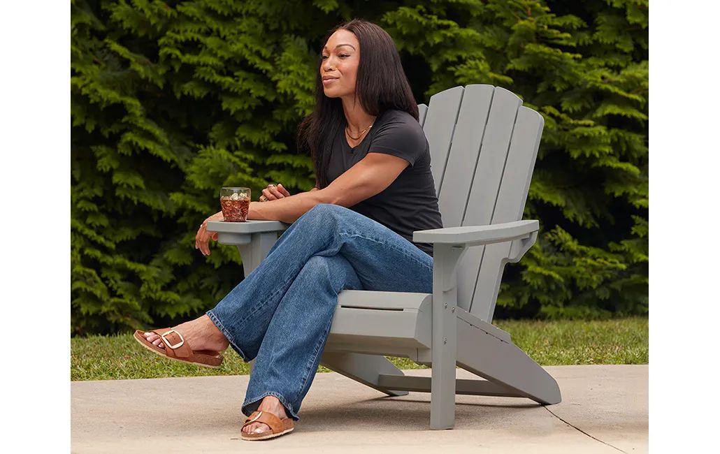 Kiawah Resin Plastic Adirondack Chair - Gray - Keter US