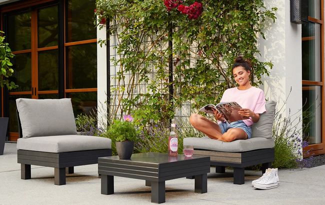 Salon de jardin Elements modulable 2 fauteuils et Table basse - Noir