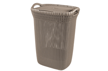 סל כביסה סרוג 57 ליטר - חום - סלי כביסה