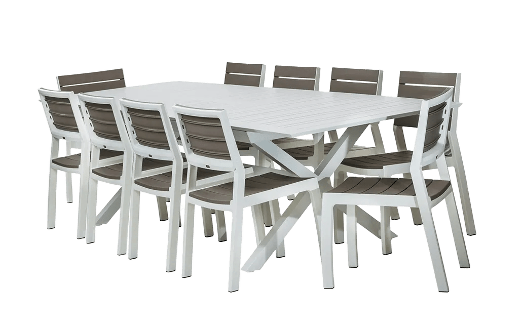 פינת אוכל ולנסיה 10 כיסאות - קפוצ'ינו