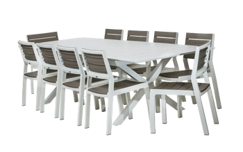 פינת אוכל ולנסיה 10 כיסאות - קפוצ'ינו - פינות אוכל משולבות אלומיניום