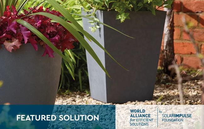 Set 2x Macetero Polyal Betón cuadrado 40 cm y 60L