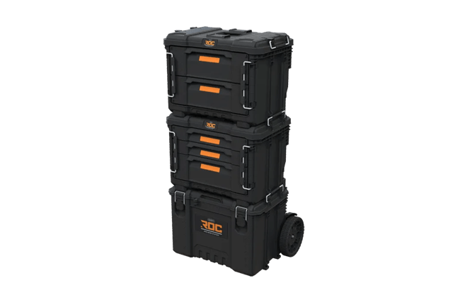 ארגז מקצועי נייד + מערכת 5 מגירות ROC - שחור