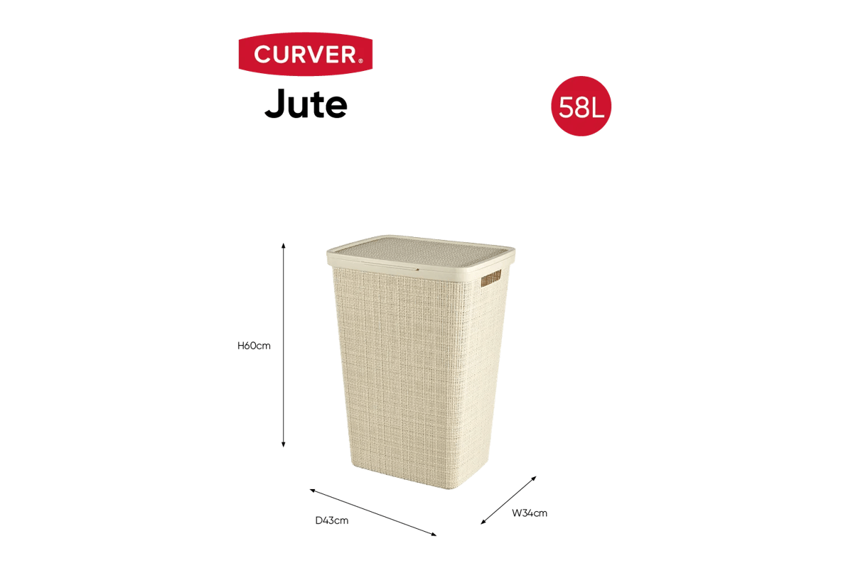 Jute Wasmand 58L - Wit
