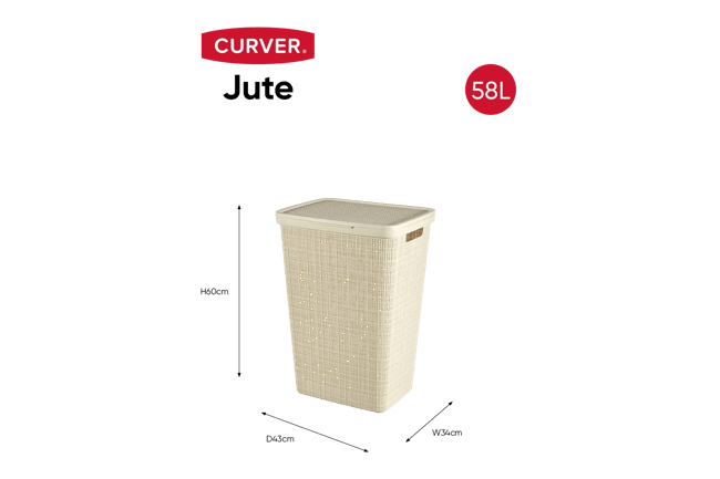 סל כביסה יוטה 58 ליטר JUTE - קרם