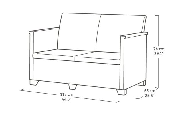 Emma 4 Seater Garden Set, With Storage Table  - Grey