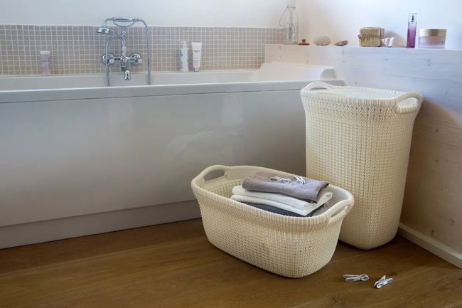 סל כביסה סרוג 57 ליטר - לבן