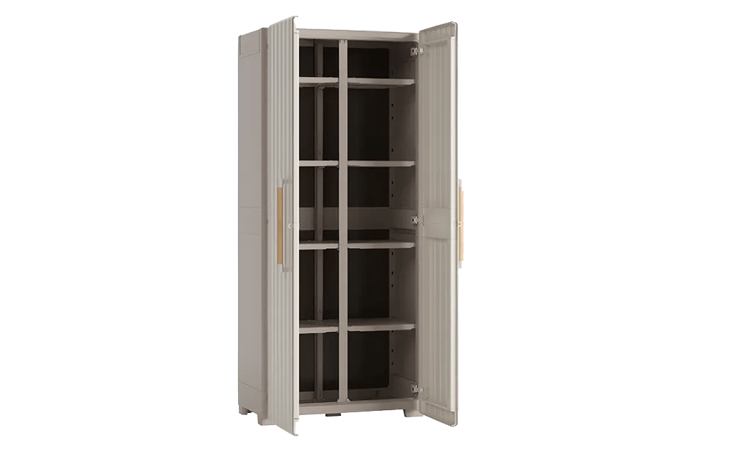 Armario escobero de exterior Groove - 180x45x80 cm. - Beige