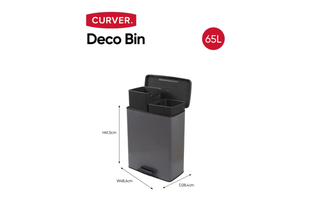 Decobin Duo Prullenbak 26L+26L - Grijs