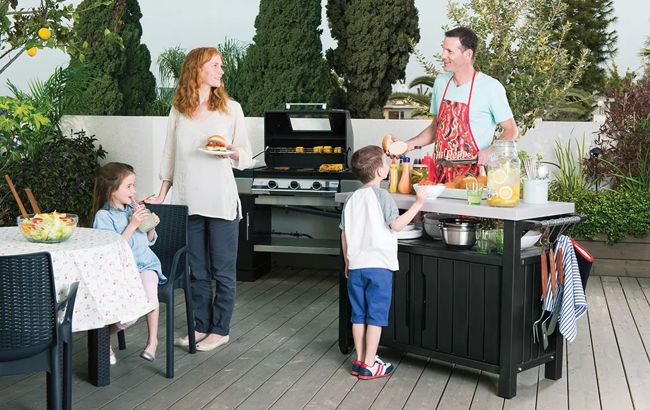 Unity XL Graphite Outdoor Kitchen Cart with Storage - Keter US
