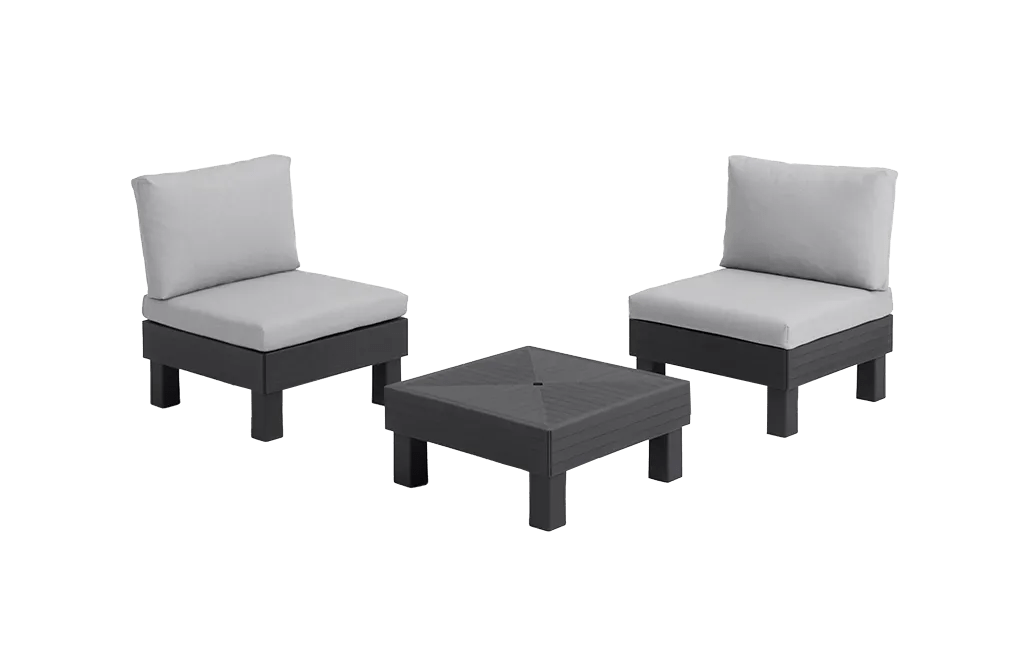 Salon de jardin Elements modulable 2 fauteuils et Table basse - Noir