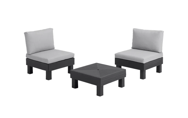 Salon de jardin Elements modulable 2 fauteuils et Table basse - Noir