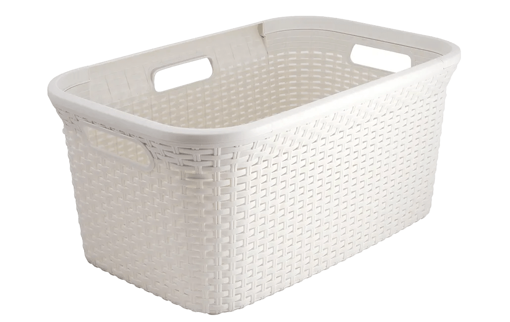 גיגית כביסה ראטן מלבני 45 ליטר - לבן-קרם