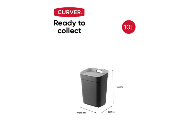 READY to Collect 10L פח מחזור - אפור כהה