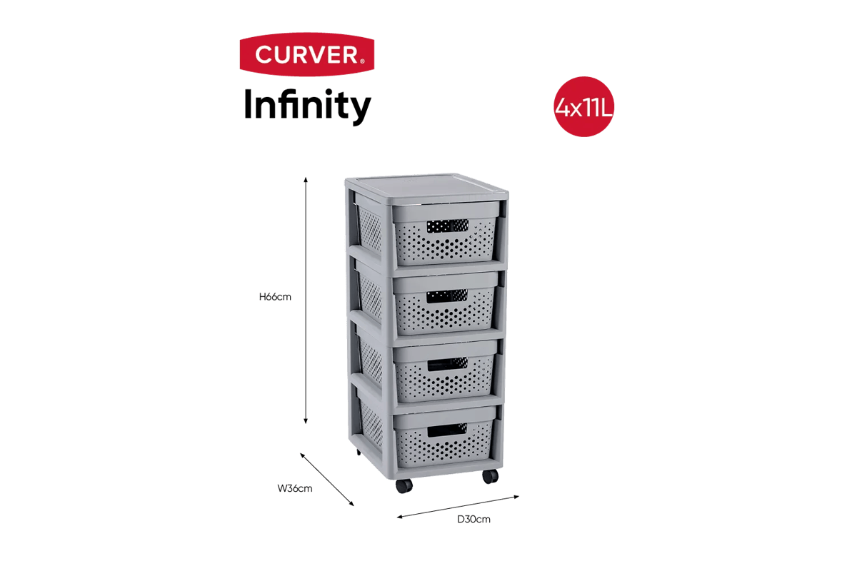 Infinity Dots Ladesysteem 4x11L - Grijs