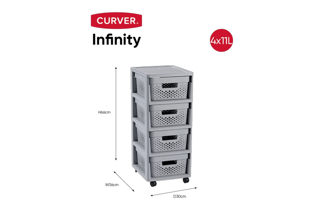 Infinity Dots Ladesysteem 4x11L - Grijs