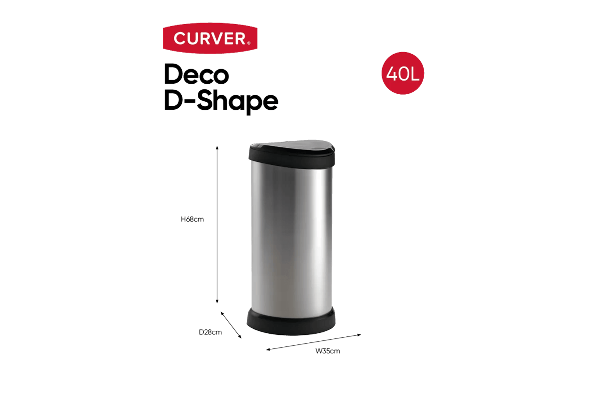 Decobin Push Prullenbak 40L - Zilver