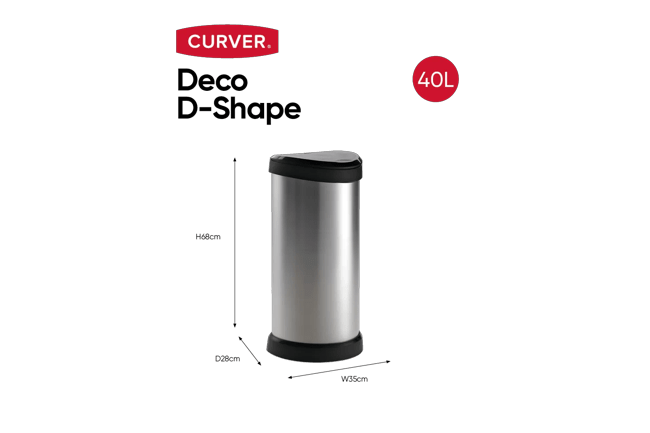 Decobin Push Prullenbak 40L - Zilver