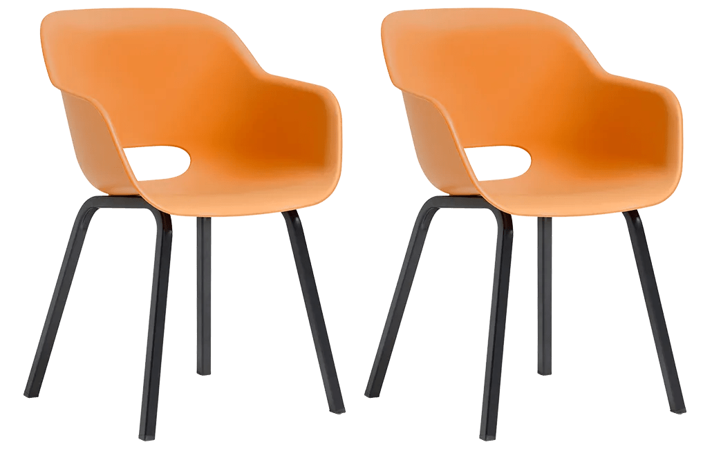 Noa Kuipstoel - 2 stuks - 56,5x55x80cm - Oranje