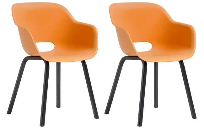 Noa Kuipstoel - 2 stuks - 56,5x55x80cm - Oranje