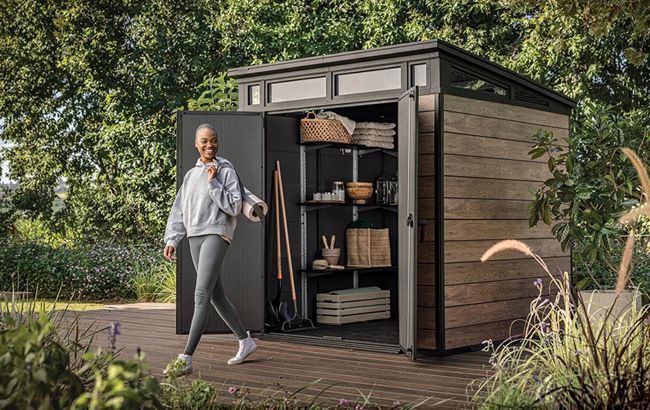Signature Ashwood Brown Medium Storage Shed - 7x7 Shed - Keter US