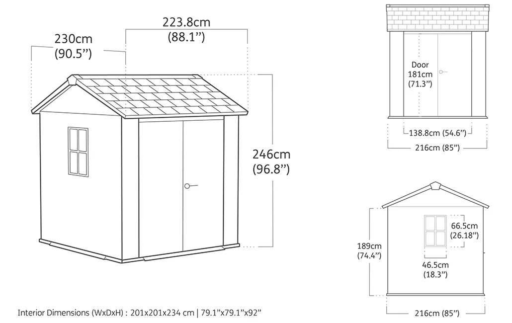 Newton Plus 7.5 x 7 ft Storage Shed - Graphite - Keter US