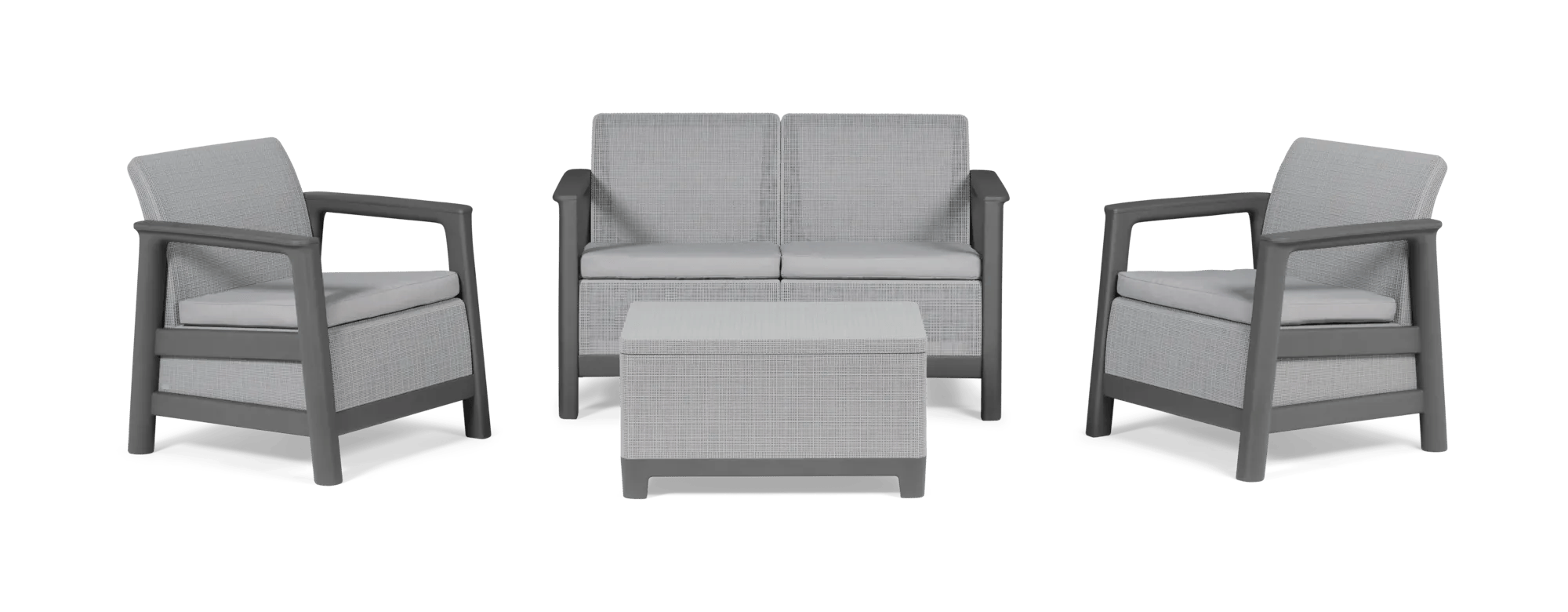 Scandi Linea 4 Seater Lounge Set with Storage Table - Grey