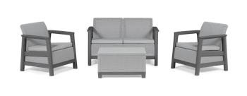Scandi Linea 4 Seater Lounge Set with Storage Table - Grey - Lounge Sets