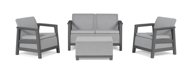 Conjunto de exterior de 4 plazas Scandi con mesa de almacenamiento - 