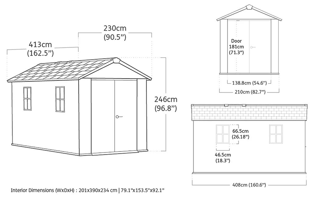 Caseta de exterior Newton Plus 7513 - 230x413x246 cm y 8,6 m2