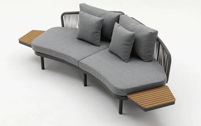 ספת רביצה מרקש + 2 שולחנות צד  - אפור גרפיט