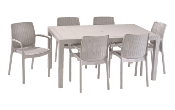 פינת אוכל באלי- שולחן ו 6 כיסאות - קפוצ'ינו - פינות אוכל עד 1,299 ש