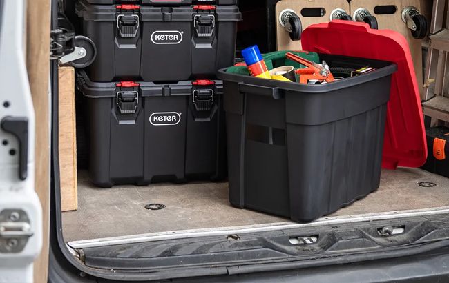 Tuff Box  68L Storage Boxes with Lid  Set of 3 - Black